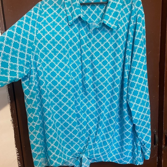 Susan Graver Multicolored Button Down Shirt with Tie Front - Picture 2 of 15